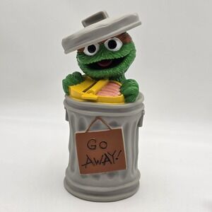 Vintage 80s Sesame Street Oscar the Grouch Coin Bank Hard Plastic